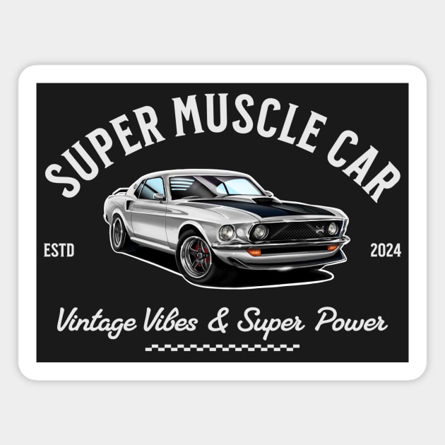 Classic Ford Mustang – Drawing | Vintage Car Art Magnet by monsalveautos